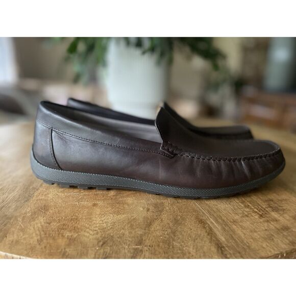 ECCO Men’s Brown Leather Loafers Driving Moccasins Size 46 EU 12 US 11.5 UK - Picture 1 of 7
